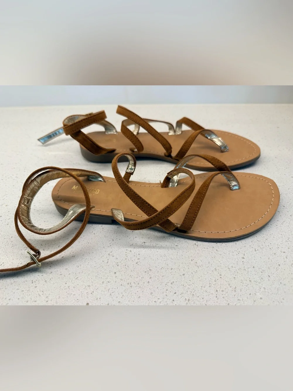 Mossimo Supply Co. Mai Strappy Gladiator Sandals Brown Gold Metallic Boho 7.5